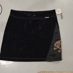 Vintage BABY PHAT Medium Skirt BLACK VELOUR with a Beautiful  Embroidered Gold